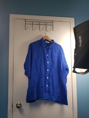 Bryan Walker Gordon Shirt 100% Linen Blue Size Medium